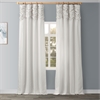 Off White Ruched Vintage Textured Faux Dupioni Silk Curtain