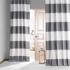 Slate Grey & Off White Horizontal Stripe Cotton Hotel Blackout Curtain