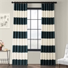 Dusk Blue & Off White Horizontal Stripe Curtain