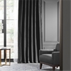 Black Blackout Faux Silk Taffeta Curtain