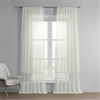 Lacy Daisy Off-White Patterned Faux Linen Sheer Curtain