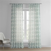 SeaGlass Blue Printed Faux Linen Sheer Curtain