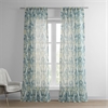 Terrace Teal Printed Faux Linen Sheer Curtain