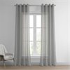 Paris Grey Grommet Solid Faux Linen Sheer Curtain