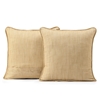 Tan Designer Shantung Faux Silk Cushion Cover - Pair