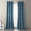 Caspian Blue Plush Velvet Hotel Blackout Grommet Curtain