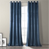 Baroness Blue Plush Velvet Hotel Blackout Grommet Curtain