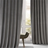 Signature Nightlife Grey Plush Velvet Hotel Blackout Curtain