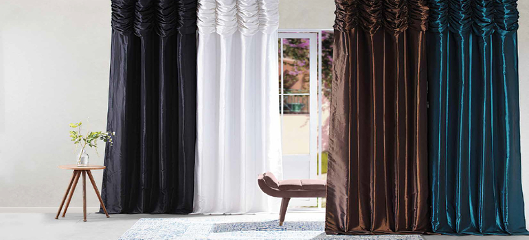 Ruched Faux Silk Taffeta Curtains